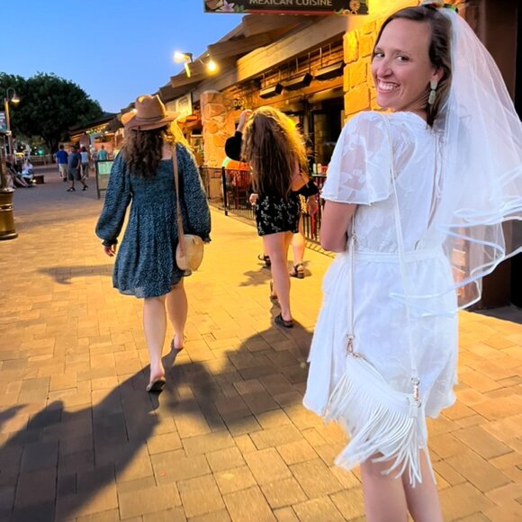 Lulus Flutter Forever White Burnout Jacquard Flutter Sleeve Mini Dress - Size XS - Picture 3 of 4